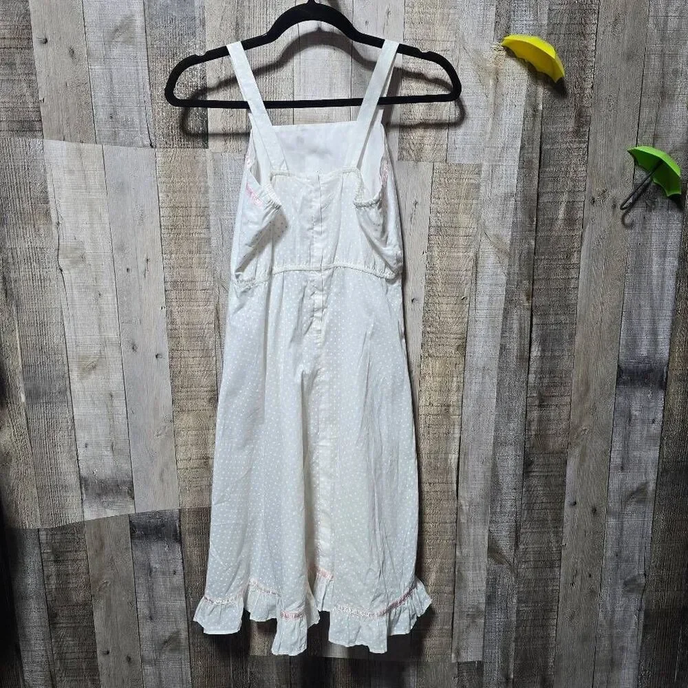 Snippy California Vintage 60s White Polka Dot Tank Midi Shift Dress Girls 14 Ret
